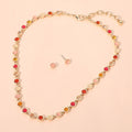 Round Stone Bezel Link Chain Necklace