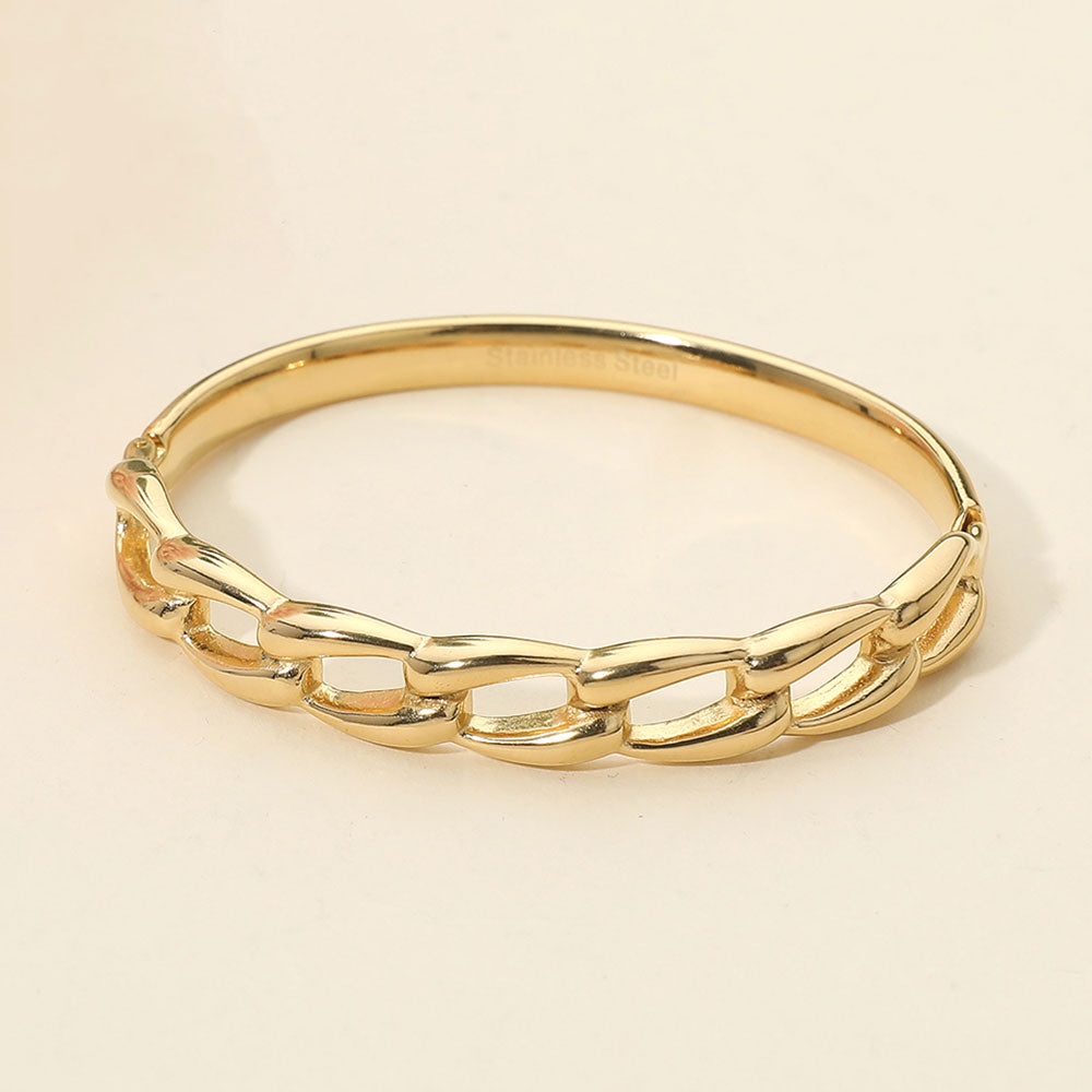 Stainless Steel Chain Link Hinged Bangle Bracelet