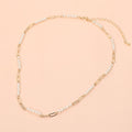 Pearl Beaded Station Paperclip Chain Necklace